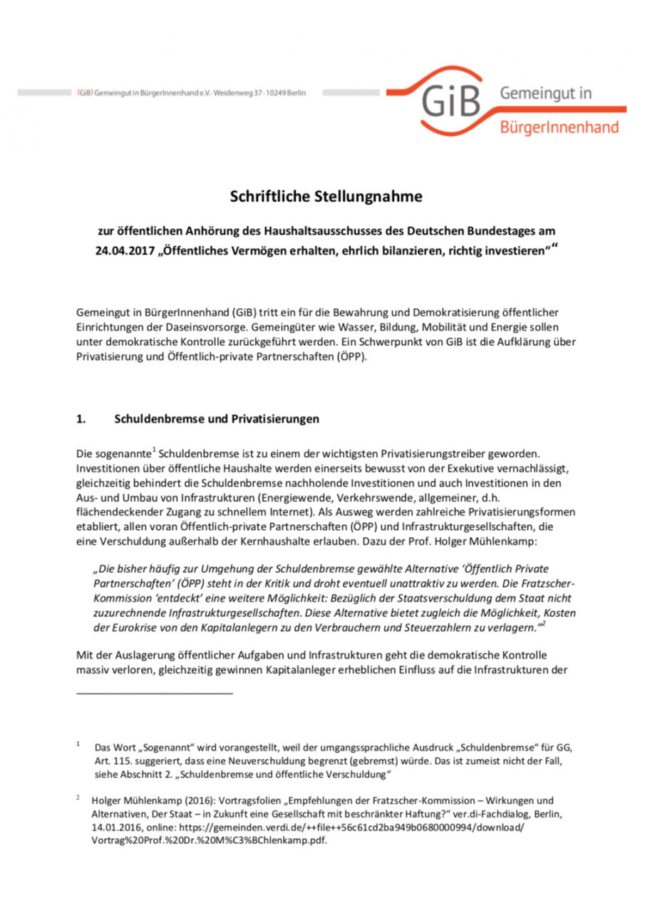 Schriftliche Stellungnahme Zur Offentlichen Anhorung Des Haushaltsausschusses Des Deutschen Bundestages Am 24 April 2017 Offentliches Vermogen Erhalten Ehrlich Bilanzieren Richtig Investieren Gemeingut In Burgerinnenhand